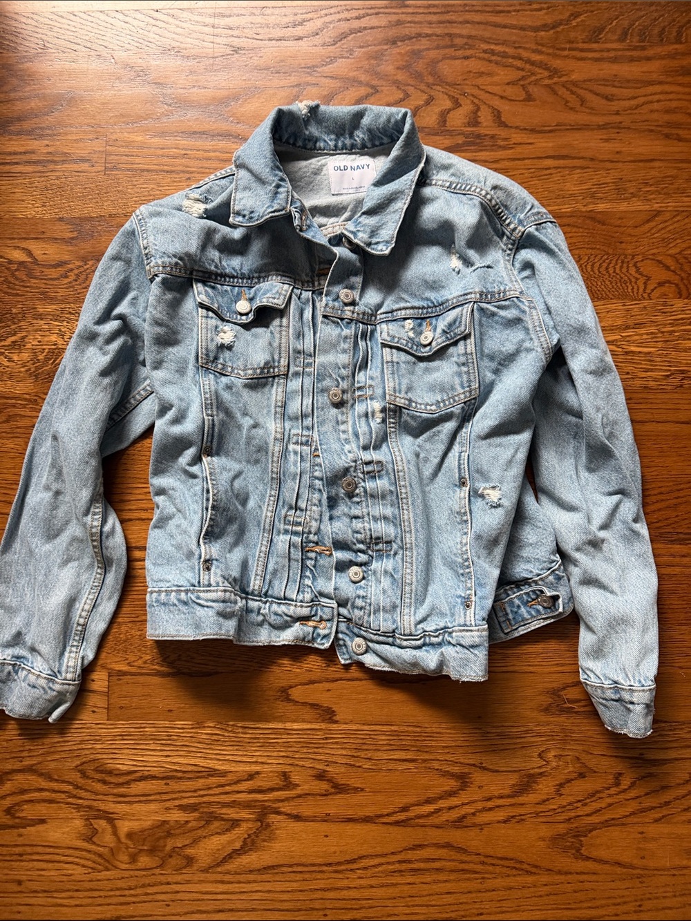 Old Navy Light Blue Distressed Denim Jacket